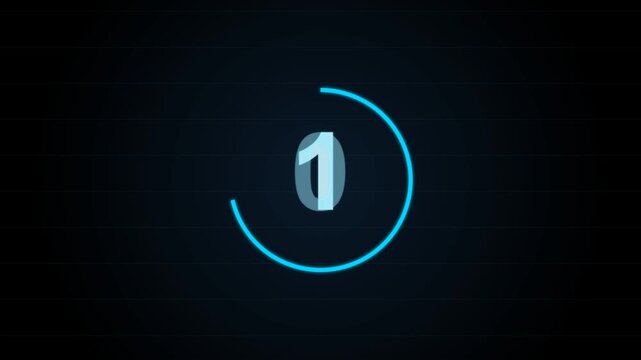 Futuristic Digital Countdown Timer from 5 to 0