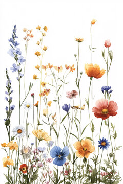 Colorful Flower Field with a Variety of Wildflowers
