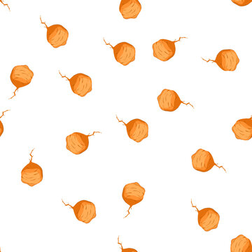 pattern jicama root vector illustration presenting a whole, raw tuber with a distinctive light brown skin and delicate fibrous roots, suitable for healthy food and agricultural themes