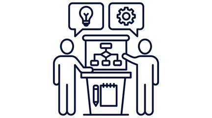 Fototapeta premium Business Strategy Meeting Concept with Light Bulb and Gear Icons