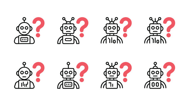 Cute robot icons with question marks Vector
