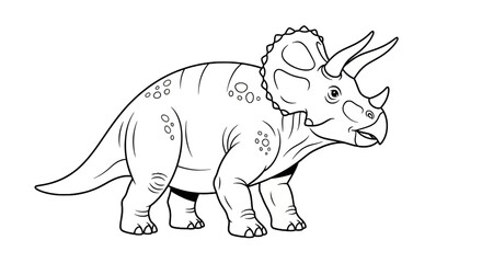 Detailed line drawing of a triceratops dinosaur © herdi