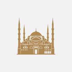 Fototapeta premium Golden Mosque Silhouette - Islamic Architecture Icon