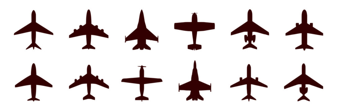 Set of various aircraft silhouettes