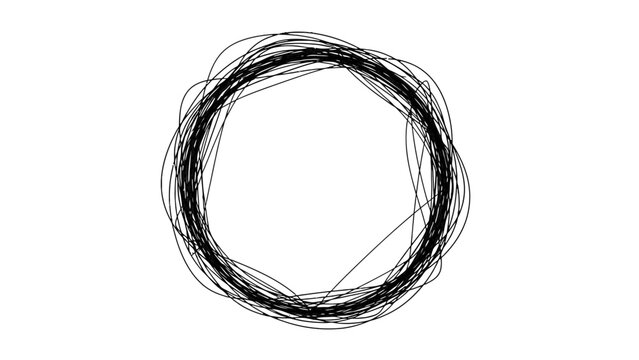 Simple hand-drawn black outline circle isolated on white background, minimalist sketchy round shape with an organic feel.