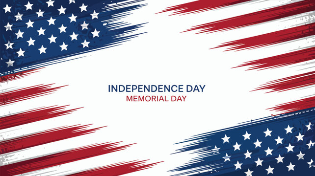 American flag motifs painted with brush strokes frame a central blank area for holiday text.