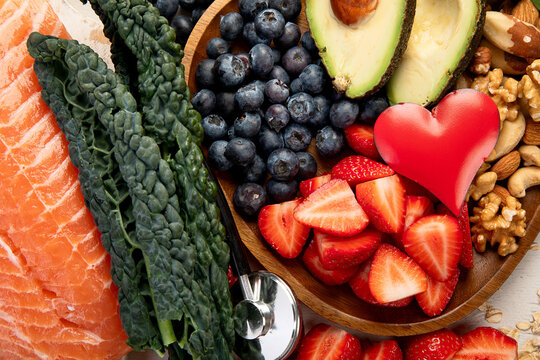 Healthy food for heart. Heart-healthy diet products.