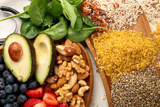 Healthy food for heart. Heart-healthy diet products.