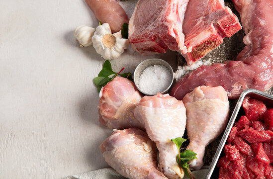 Composition with a variety of meat products.