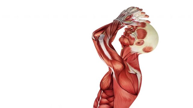 Human Muscular System Suffering with Severe Headache Anatomy Animation Concept