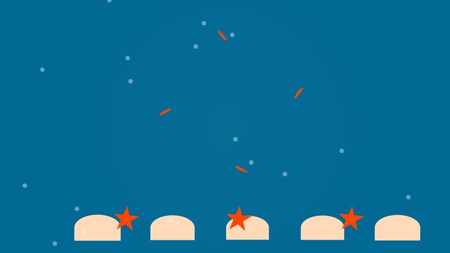 Animated Underwater Scene with Floating Particles and Glowing Starfish.