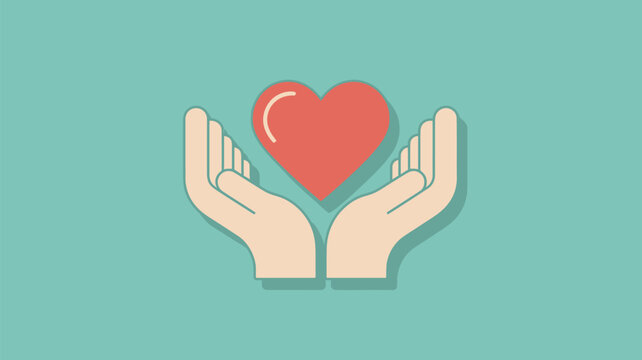 Hands hold a red heart shape to demonstrate care, compassion, and charitable support.