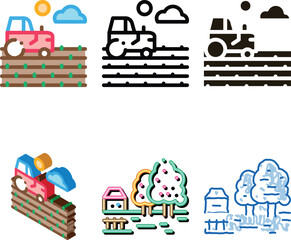 Naklejka premium modern tractor on field icon vector. tractor on field sign. isolated contour symbol