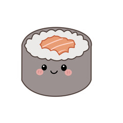 Cute Sushi Roll Graphic Vector Illustration, Kawaii Futomaki Maki Sushi Cartoon Character Isolated © Ruang