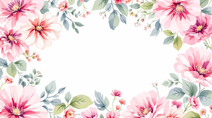 Blooming Watercolor Flower Border For Invitations And Greetings © Flower