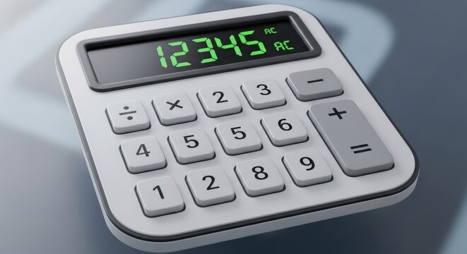 Close-up of a White Calculator Displaying Numbers for Calculations.