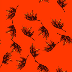 Naklejka premium pattern maple leaf hand drawn. red, fall foliage maple leaf vector sketch illustration