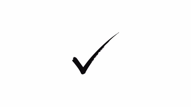 Minimalist hand-drawn check mark animated loop on white background, 4K Animation
