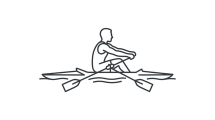 Minimalist line art of a rower from front view. © AMRI