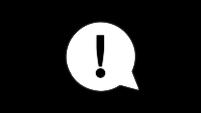 Exclamatory animation mark icon on white background