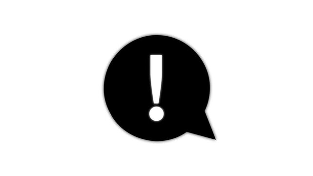 Exclamatory animation mark icon on white background
