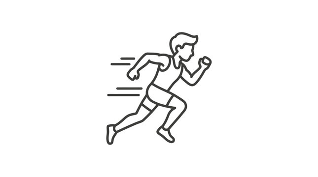 Minimalist line art illustration of a male runner sprinting.