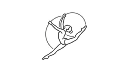 Rhythmic gymnast performing with a hoop line art. © AMRI