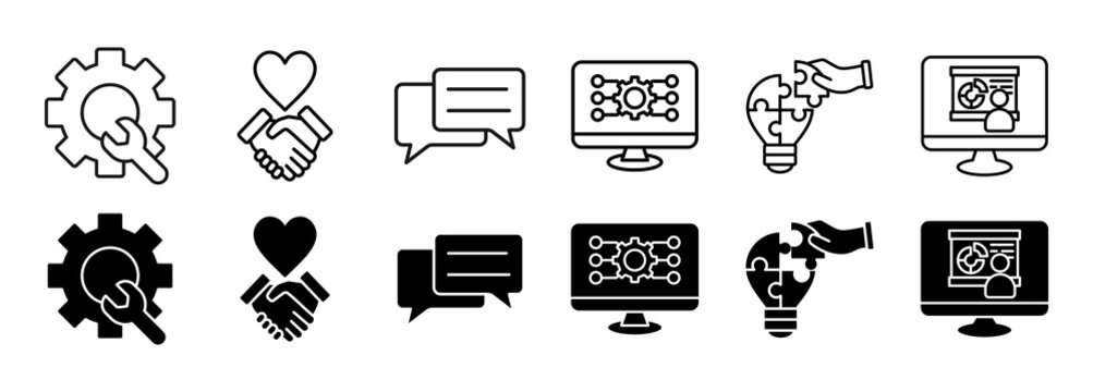 IT Expert icon set. solutions and technical support vector illustration