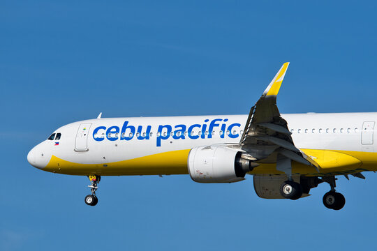 Cebu Pacific Airbus A321-200NX (RP-C4145) passenger aircraft on final approach at Narita International Airport