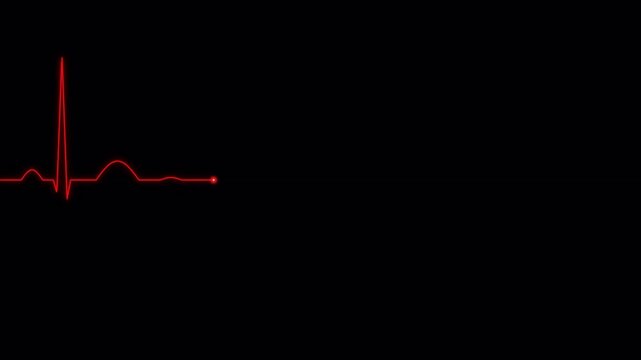 Glowing Red Electrocardiogram Heartbeat Rhythm Tracing on Black Background for Medical Health Documentation 4k video