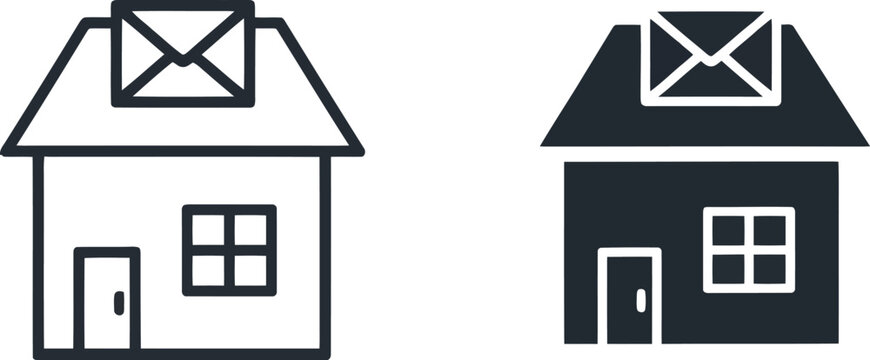 House with mail icon line and solid vector illustration.
