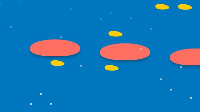 Abstract Animation of Red Blood Cells Moving Through a Blue Vessel.