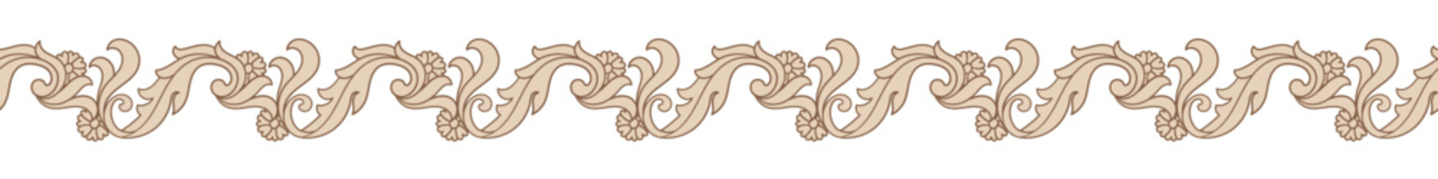 Floral, gold baroque border, elements, vintage patterned frame.