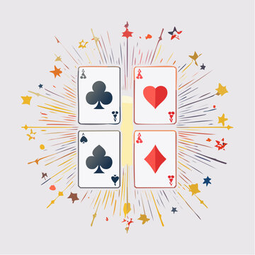 Four Aces Playing Cards with Explosive Background