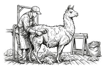 cutting wool llama © Yolanda