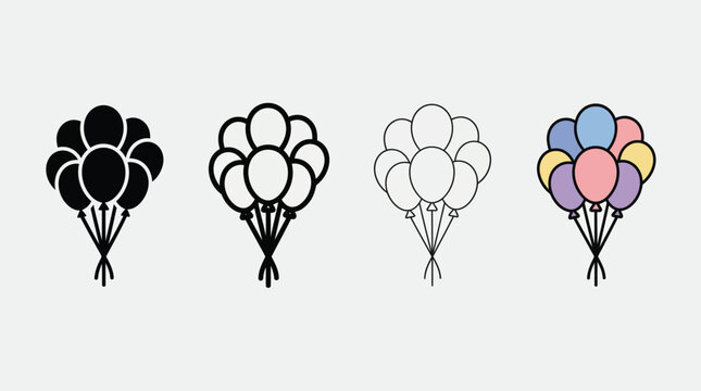 Colorful cluster of balloons floating together