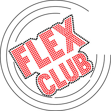 A red and white logo for flex club illustration