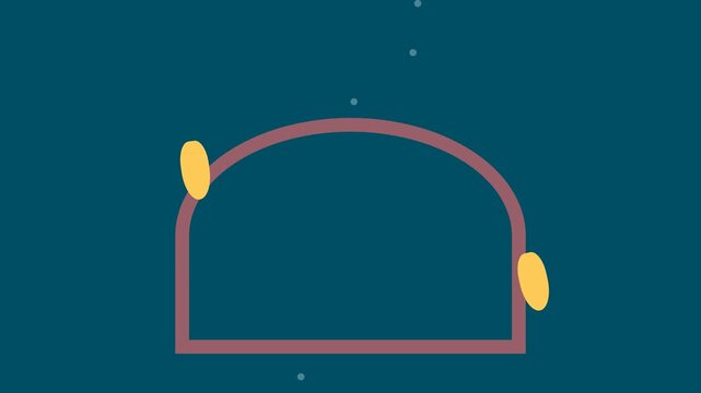Abstract Animation of Yellow Ovals Moving Through a Geometric Archway.