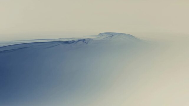 Minimalist blue fluid wave moving across a pale background