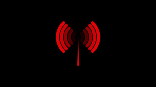 Radio waves tower connective network and signal waves ,technology background. Radio waves black background . WIFI wireless internet network net connection icon