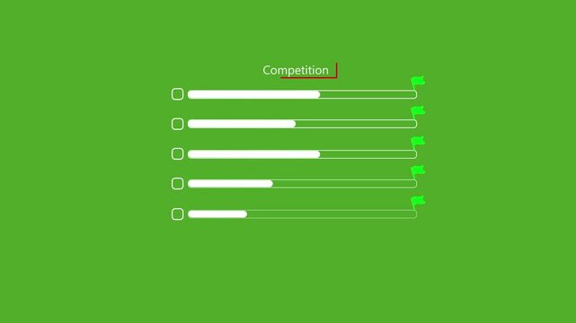 Competition Progress Bar Animation with Finish Flag on Dark Background