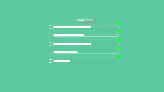 Competition Progress Bar Animation with Finish Flag on Dark Background