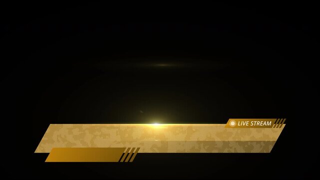 4K Animated Gold Futuristic Live Stream Lower Third with Alpha Channel