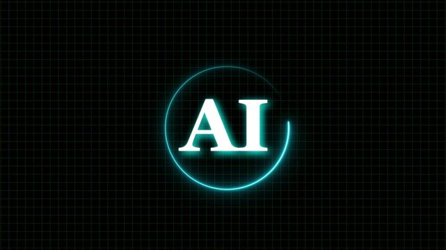 Glowing neon AI circuit board background. performance, and evaluation concept. This clean and modern design is ideal for technology 