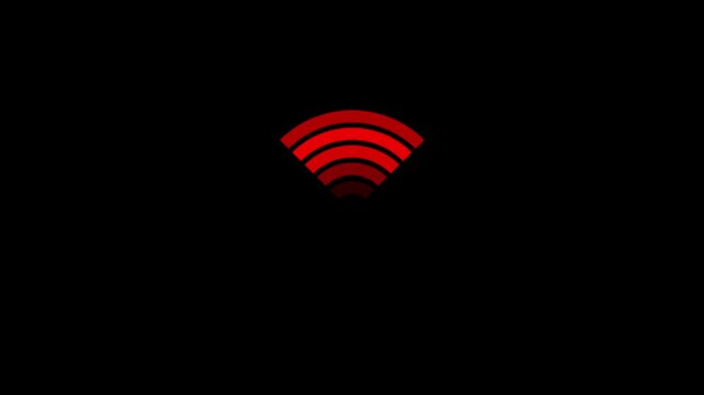  Animated fade wave Wi-fi signal icon motion .. animated Wi-fi internet network icon on black background. wi-fi network icon 4k .