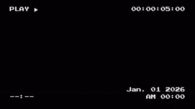 Analog Cassette Recorder Screen Display with Timecode and Date Stamp for Nostalgic Cinematic Flashbacks 4k video