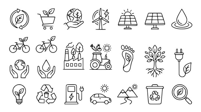 Environmental collection with recycling green industry and ecology graphics