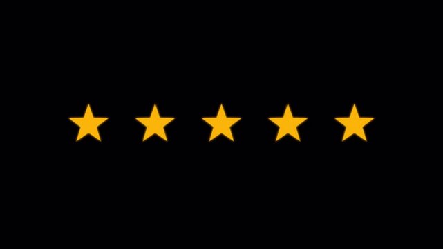 Customer Review Feedback Achievement Rating Five Golden Stars Motion Graphic for Excellence 4k video