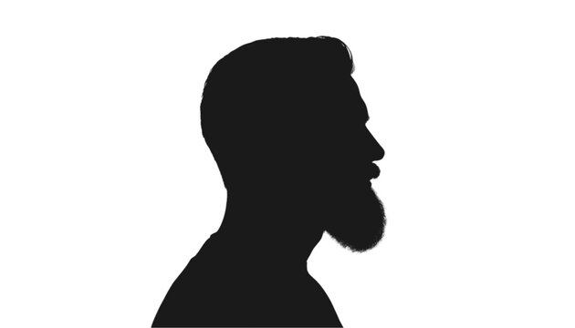 Profile of a bearded man appears as a dark solid silhouette against a plain white background area.