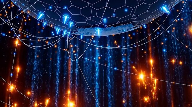 Abstract digital network over globe